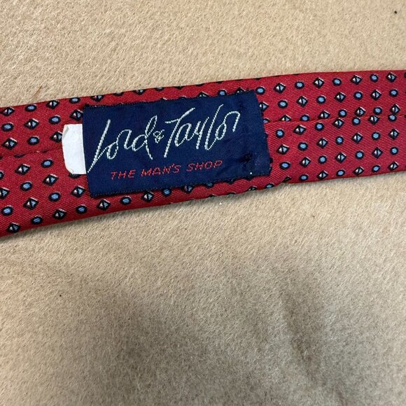 Christian Dior Cravates Red Geometric Pattern Silk Tie Mens Accessory - Picture 5 of 6